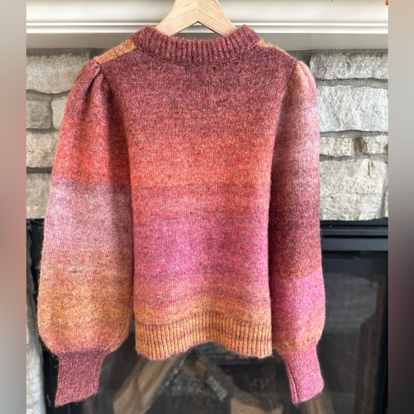 Alison Joy Kayla Puff Sleeve Pullover sweater pink orange ombré size XS - Picture 5 of 14